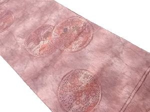 丸文に草花模様織出し名古屋帯